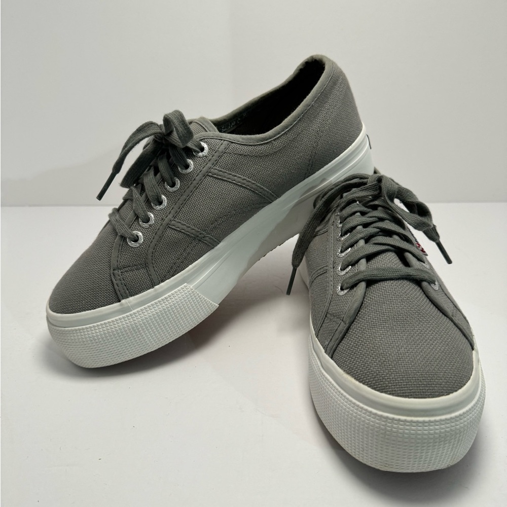 Superga Platform Canvas Sneakers, Women’s Size 9, Grey
